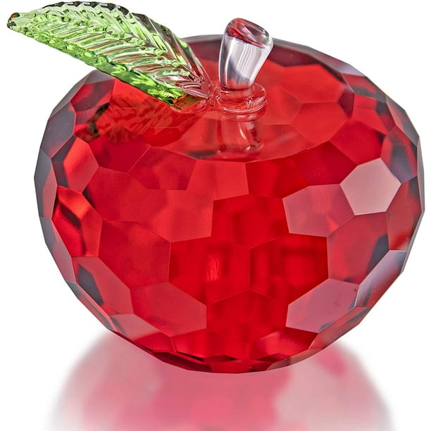 H&D Crystal Glass Apple Paperweight Craft Decor Apple-Set of 3 